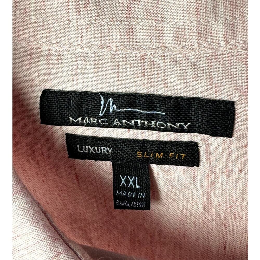 MARC ANTHONY LUXURY MENS PEACH BUTTON DOWN SLIM FIT XXL - Picture 4 of 7